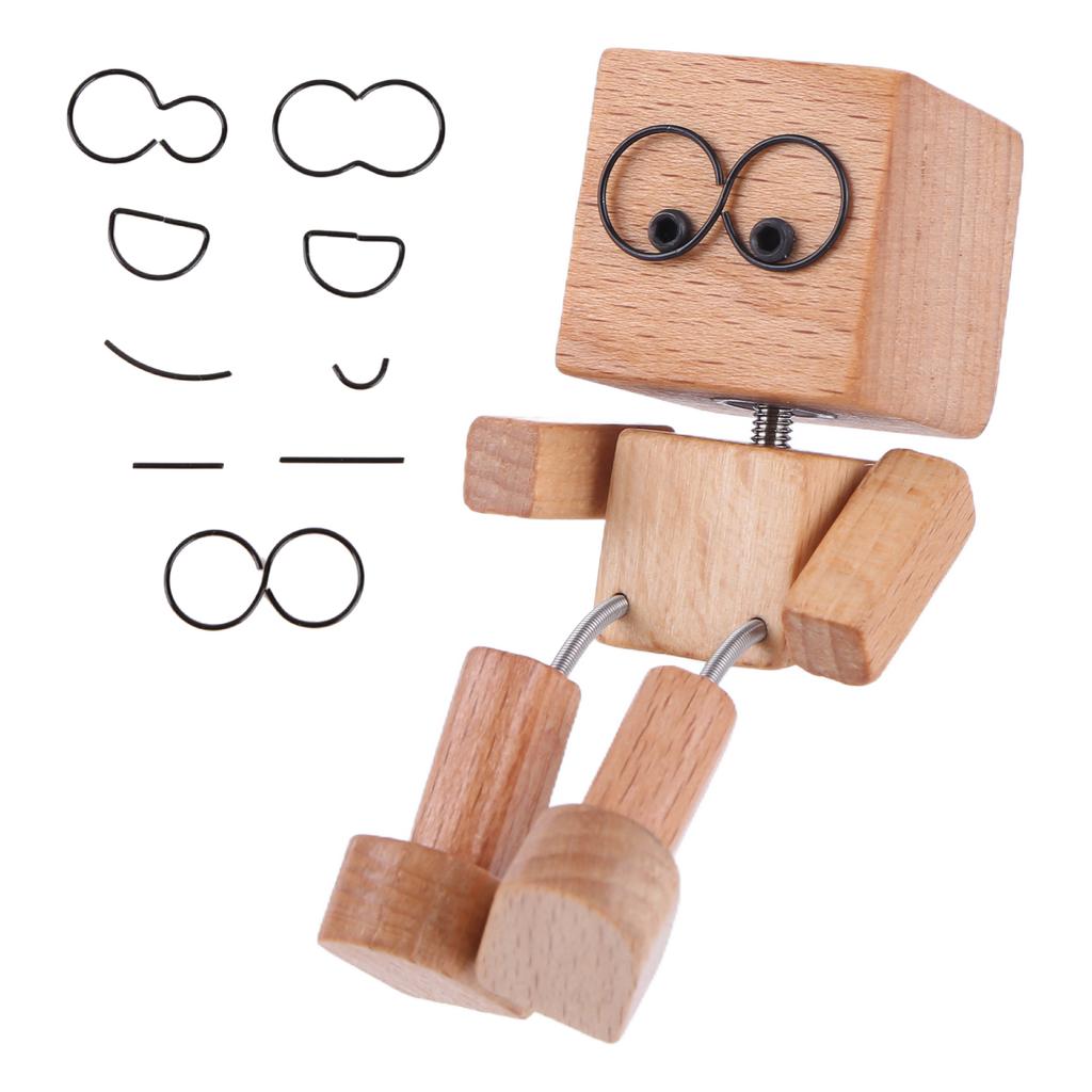 Ristende Tremann Figur Bilpynt Små Ornamenter Ben-svingende Robotfigur Søt Tremann Bil God Kreative Gaver