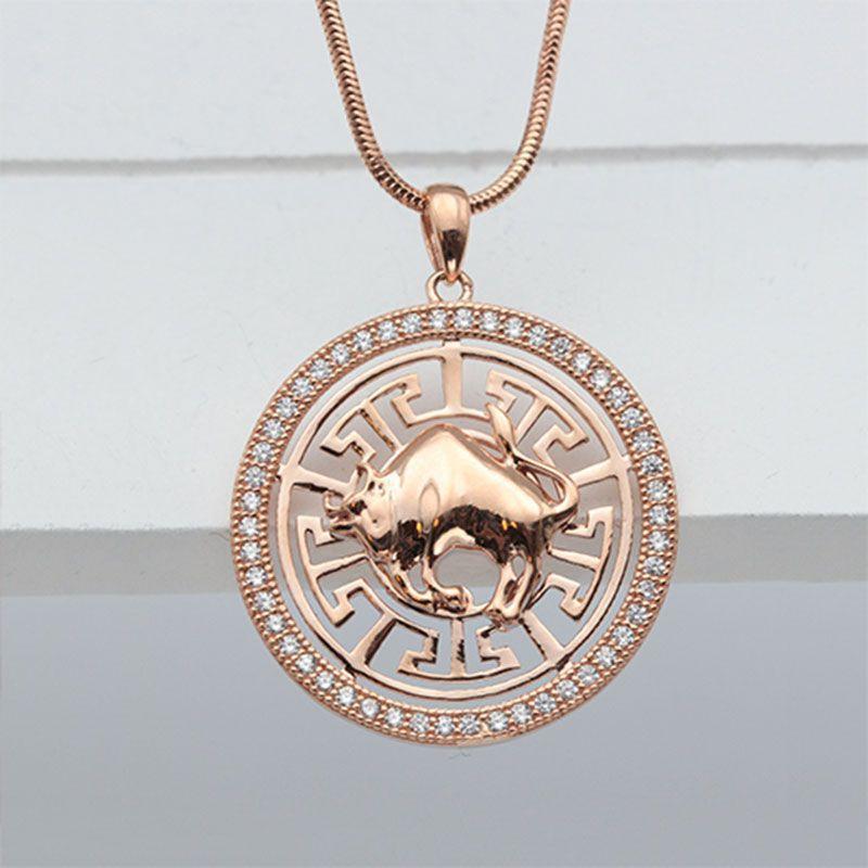 Purple Gold-Plated Rose Gold 18K Leo Pendant Twelve Constellations Classic