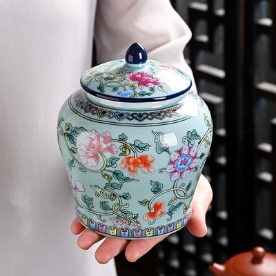 Ceramic Tea Jar Enamel General Jar Moisture-proof Sealed Jars Green Tea Home Storage Jars Tea and Sugar Coffee Storage Boxes