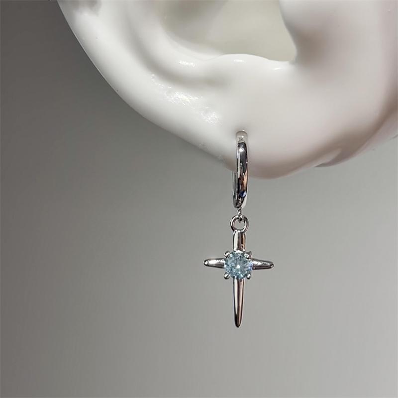 1pcs Shiny Zircon Cross Earrings for Women New Fashion Stainless Steel Ear Bone Nail Ear Accessories