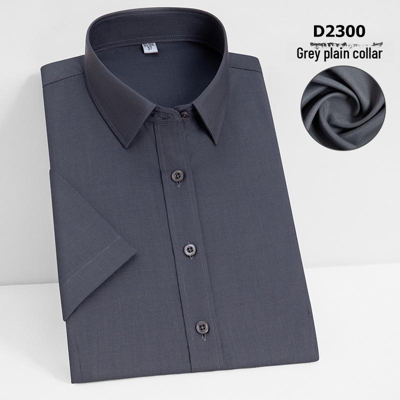 Camisa Social Feminina Slim Fit de Manga Curta - Branca com Listras Azuis, Sem Ferro, Gola V.