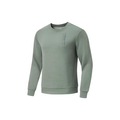 Sudaderas Serie Fitness Li Ning para Hombre Gris Verde Cuello Redondo Moderado Regular AWDT791-5