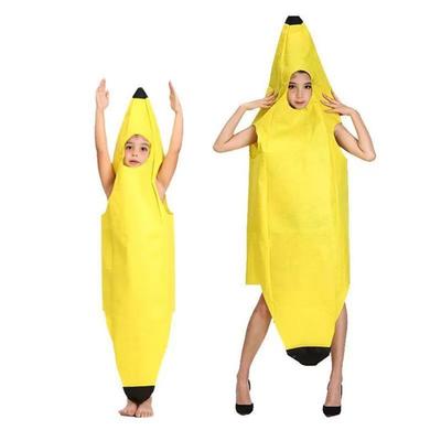 Yellow Banana Costume Kids Adults Sleeveless Jumpsuit Banana Outfit Christmas Halloween Cosplay Fancy Party Dress-Up Fruit Clothing