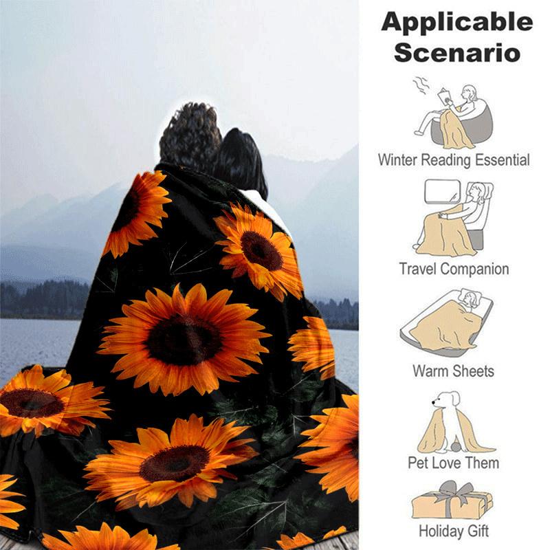 1pc Sunflower Printing Lightweight Flannel Blanket, Comfortable and Warm Blanket, for Camping Sofa Bed and Couch Office, in All Seasons