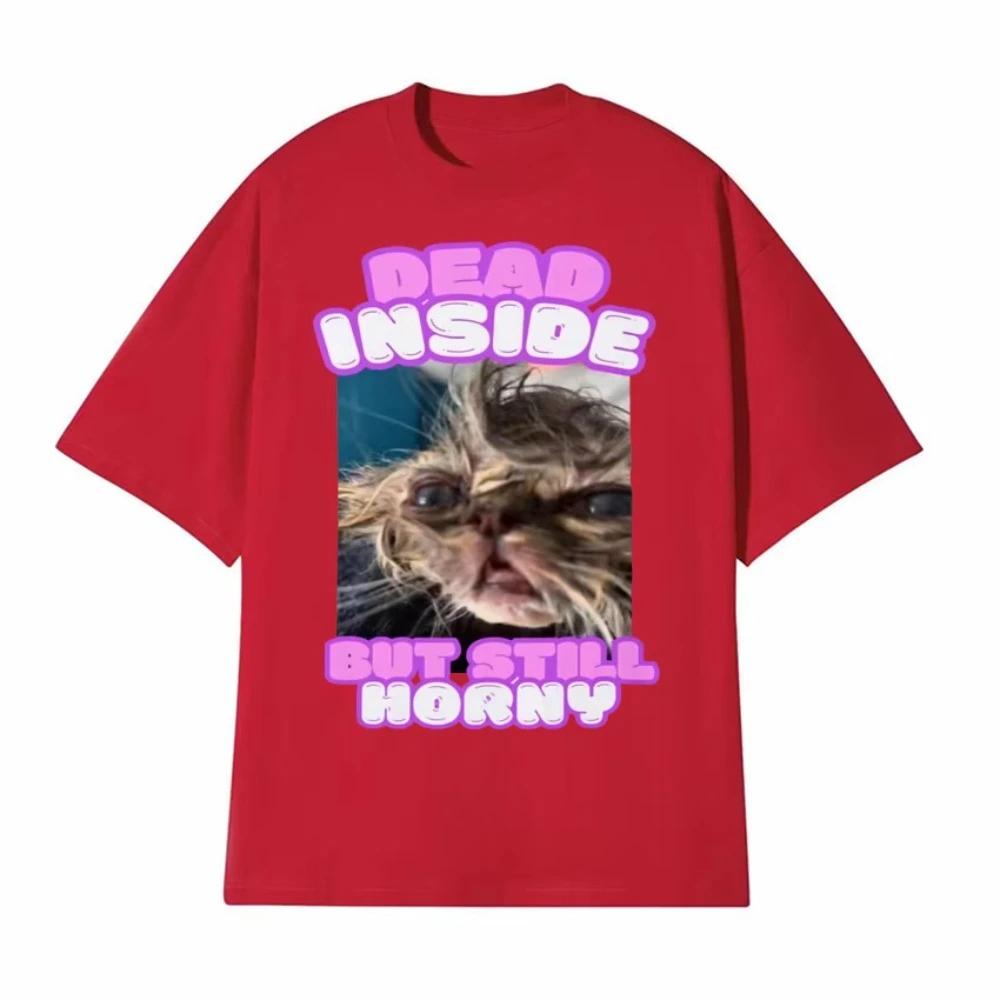 A Funny Cat Emoji Tshirt with A Dead Heart But Still Thirsty Featuring A Retro Style and Fashionable Cute DesignPersonality