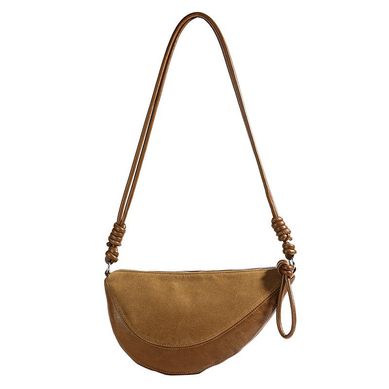 

Niche design fashionable color matching leopard print croissant bag saddle bag underarm half moon bag kettle bag shoulder messenger bag women коричневый
