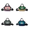 Alphabet Pattern Grid Kids Casual Travel Shoulder Bag With Spacious Compartment