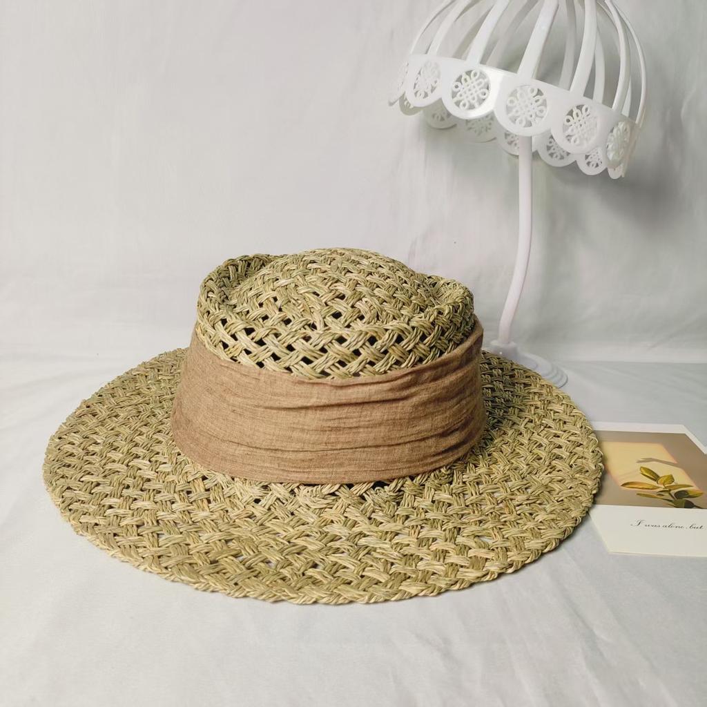 Internet celebrities ins wind French concave hat salmon woven straw hat travel vacation beach shade British top hat