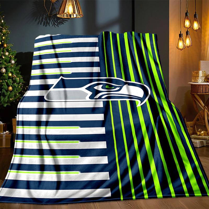 Seattle Seahawks Logo Blanket Outdoor Flannel Blanket for Camping, Hiking, Garden Parties, Picnic Essentials,gift for family and friends