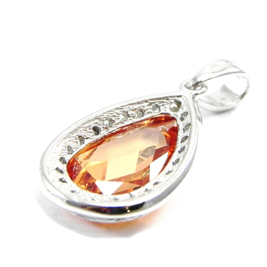 Les Trésors De Lily [B9569] - White Amber 'Sissi' Silver Pendant