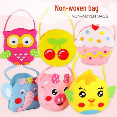 DIY Non-woven Felt Tote Bag for Kids - Hand-sewn with 3D Cartoon Stickers