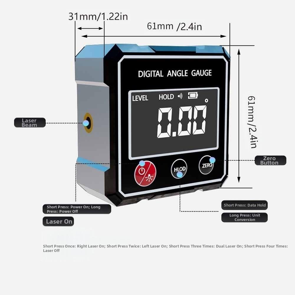 LCD Backlight Angle Finder Magnetic Base Tilt Angle Box Digital Inclinometer Woodworking