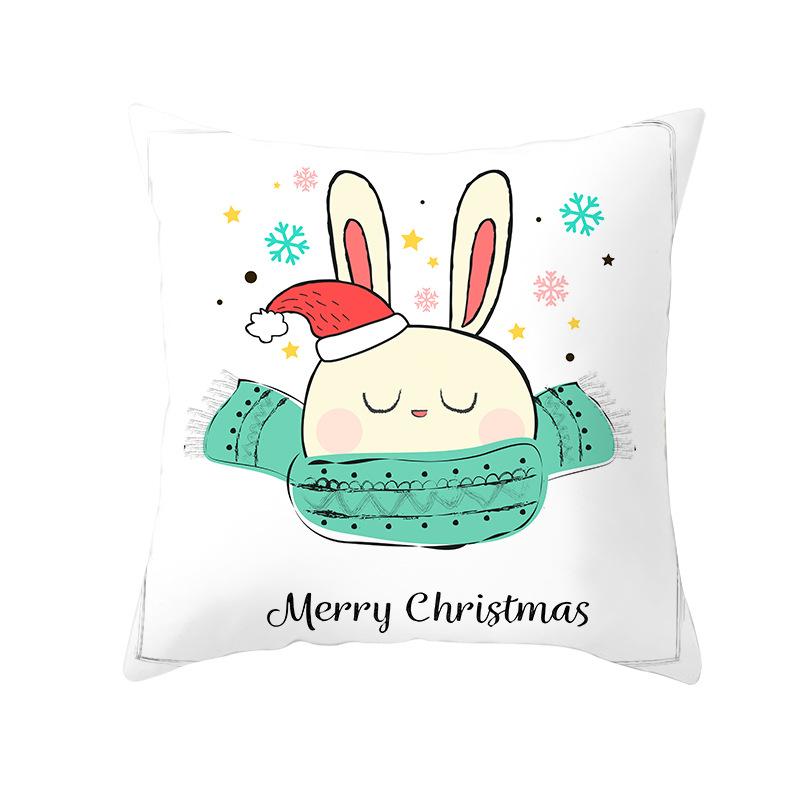 Cartoon Christmas Peach Skin Pillow Cover New Sofa Cushion Cover Square Cushion Pillow Cover