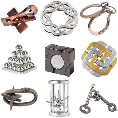 Zinc Alloy Puzzle Brain-Teaser: Nine-Link Luban Kongming Intelligence Lock Toy