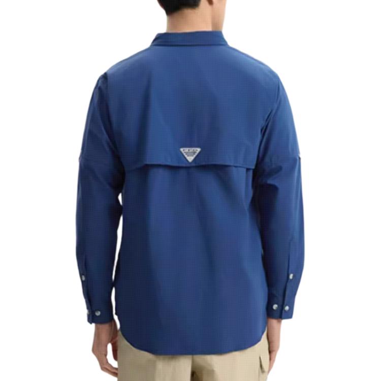 Columbia PFG Fashion Versatile Comfortable Casual Breathable Sun Protection Long Sleeve Outdoor Multi-Pocket Shirt Unisex shirts Blue FJ7048-468