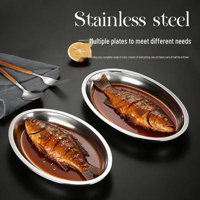 316 Stainless Steel Oval Kitchen Plate – Multi-purpose, Food-Grade, Thickened for Fish, Fruit, or Cold Dishes
