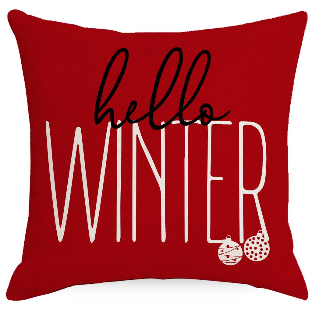 Red Christmas Printed Pillow Case for Home Living Room Sofa Cushion Bedroom Cushion Cover Christmas Atmosphere