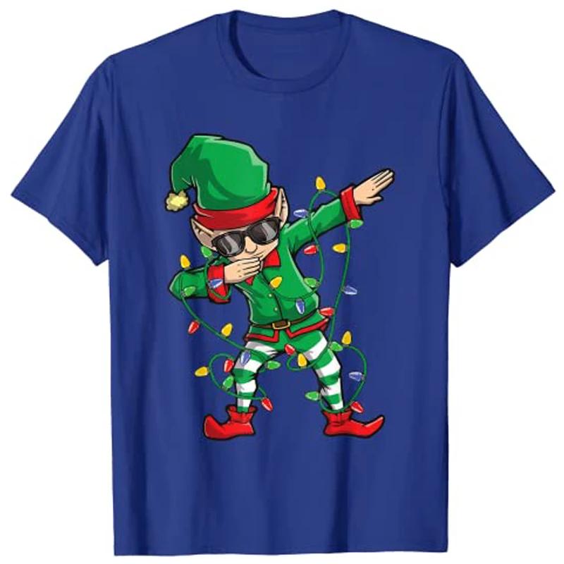 Dabbing Elf Squad Christmas Lights Sunglasses Boys Girls Kids T-Shirt