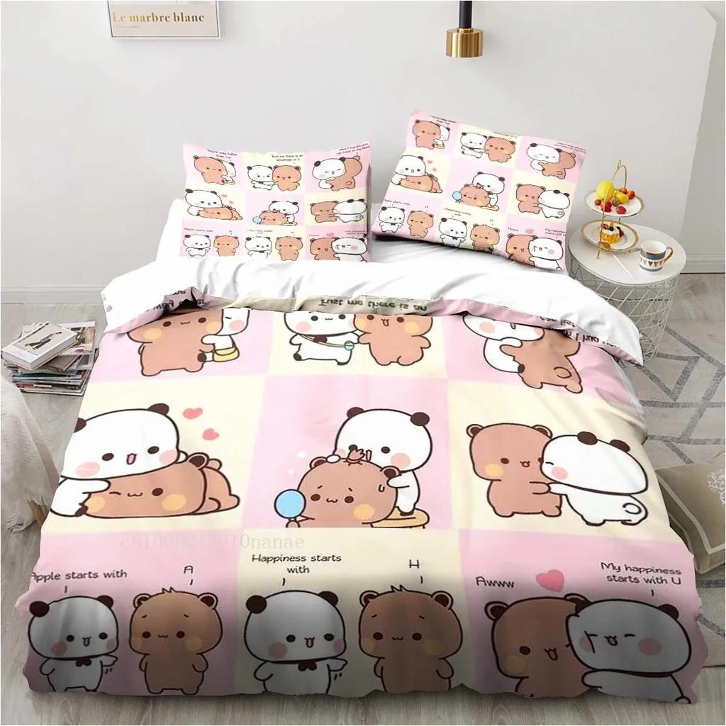 Cute Bubu and Dudu Cartoon Print All Season Twin Bedding Set  Comforter Set Bed Duvet Cover Double King Comforter Cover