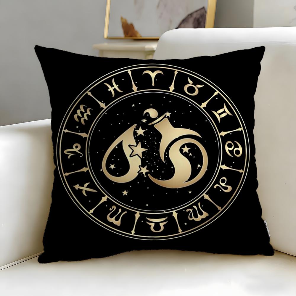 classic theme Twelve Constellation Cushion Cover Soft & Easy-Wash Pillow Case – Versatile for Couch, Bed, Travel and Office