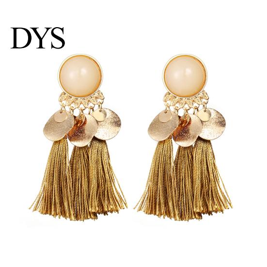 1Pair Women Bohemian Tassels Sequins Ear Stud Dangle Earrings Banquet Jewelry