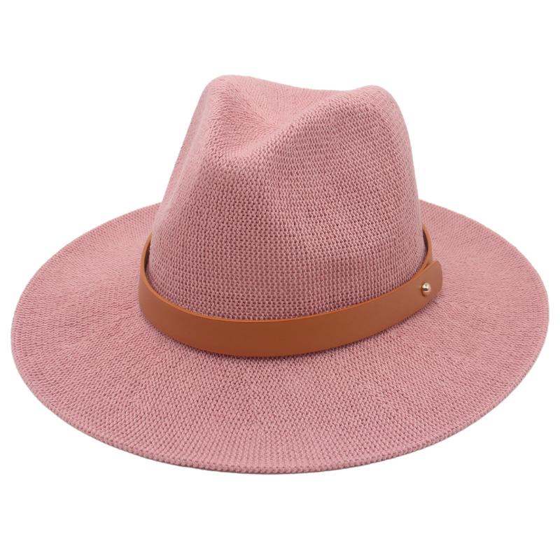 Новый плетеный маленький ремень для внешней торговли Европейская и американская федора Складная без деформации Осенне-зимняя мода Уличная съемка Вдавленная шляпа One size розовый