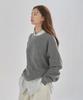 BASIC HOUSE Uni Ribbed Semi-Overfit Round Neck Knit Melange Grey Lwkt7103