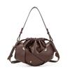 Black Woven Drawstring Bucket Bag Women 2026 Minimalist Crossbody Shoulder Casual Office Commute Small Purse