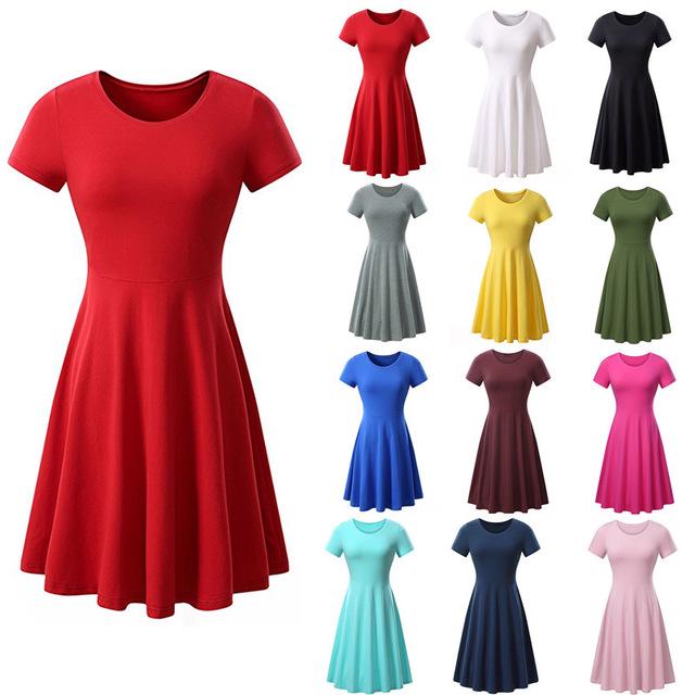 Cotton Solid Color Short Dress