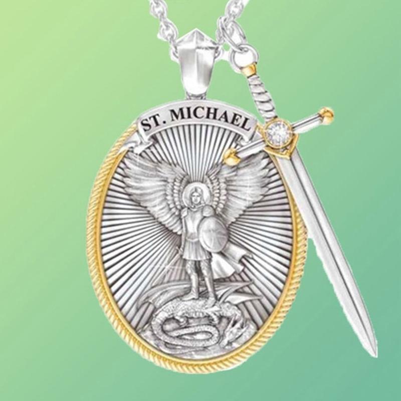 Catholic Patron Saint Pendant Michael St. Michael The Archangel Pendant Necklace Chain