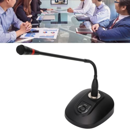 Gooseneck Wired Microphone System, Table Mount Corded Voice Condenser Microphone, Adjustable Desk Microphone with XLR to 6.35mm Cable for Conference B