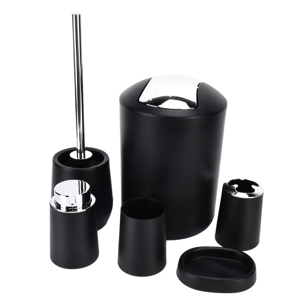 6Pcs Set Bathroom Accessories Set Electroplating Toothbrush Holder Trash Can Kit for Home