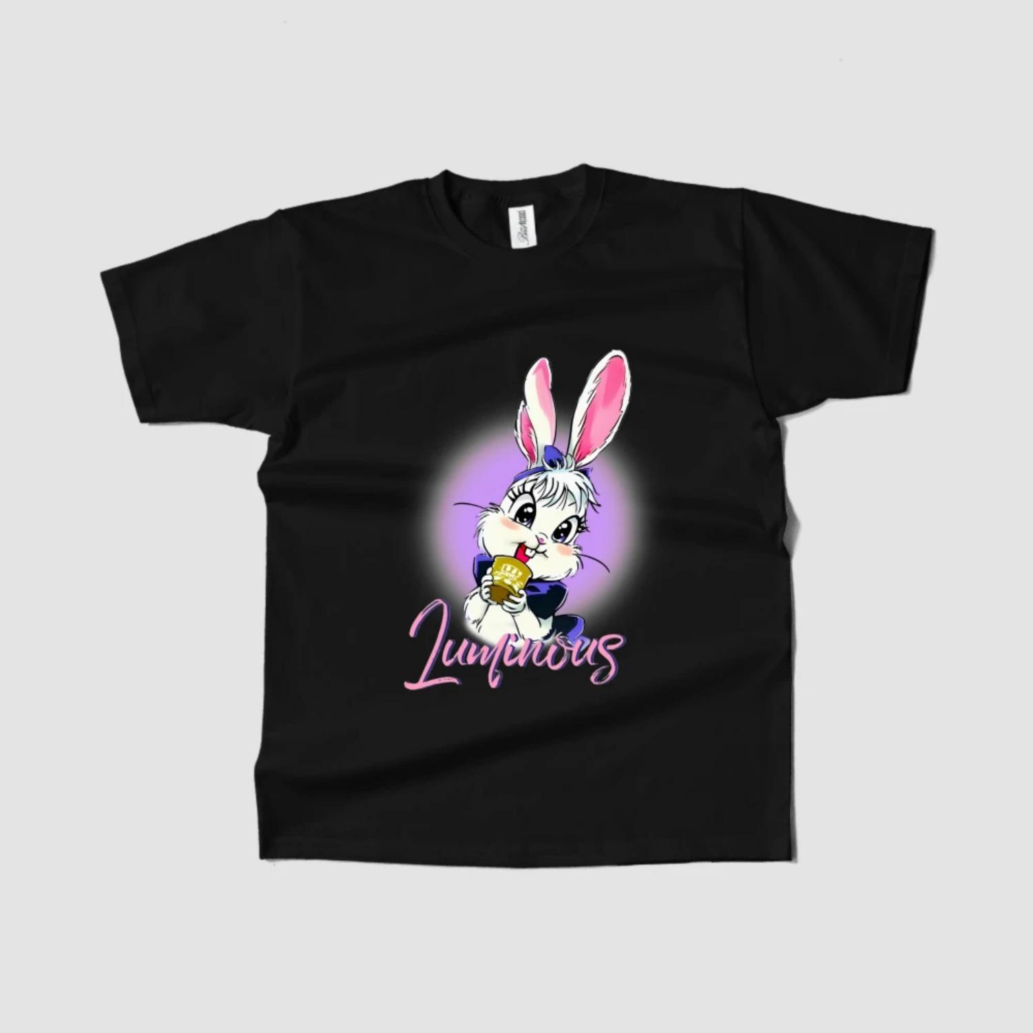 

Women s T-Shirt Short Sleeve Round Neck Y2K Graphic Bunny Print Trendy 2023 Fast Ship S чёрный