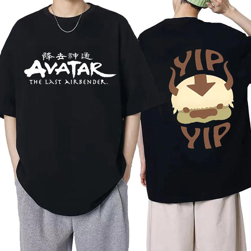 Vintage Washed Avatar The Last Airbender Appa Flying Bison Eastern Fantasy Animated Series Printed Cotton T-shirt Men Women Tee Summer Casual Fashion