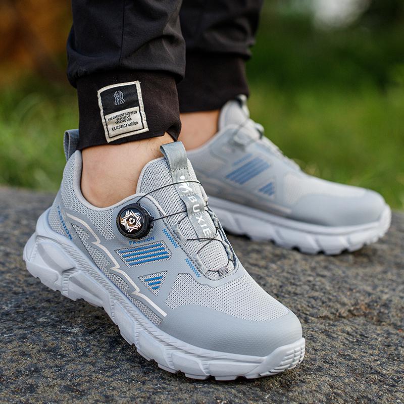 Fashion Lightweight Rotating Button Work Sneakers Protective Shoes Safety Puncture-proof Anti-smash Steel Toe Shoes Man Non-slip Sneaker