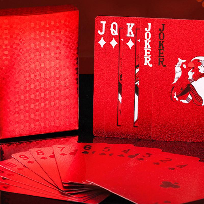 Red plastic playing cards PVC poker waterproof washable Parker rustic gold Year of the Dragon creative thickened card d
