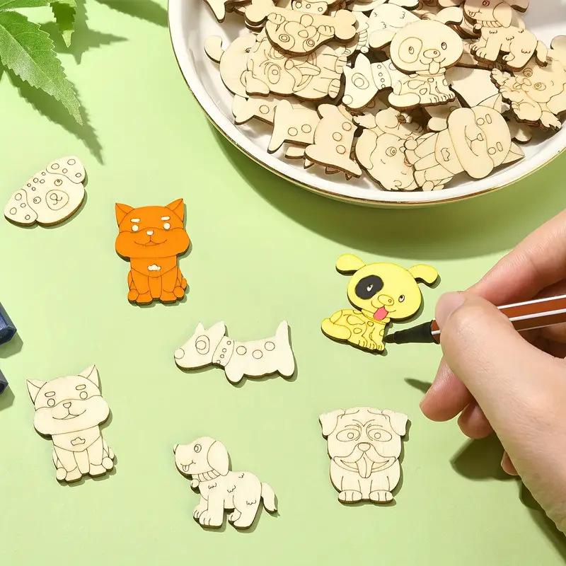 Wooden Painted Animal Slices: Educational Creative Craft for Kids