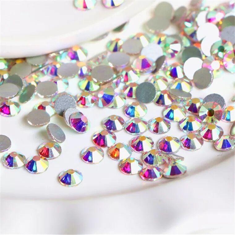 Large Package Size Crystal AB Colors Non Hotfix Glass Rhinestones Flatback Rhinestone In Bulk for Nail Art