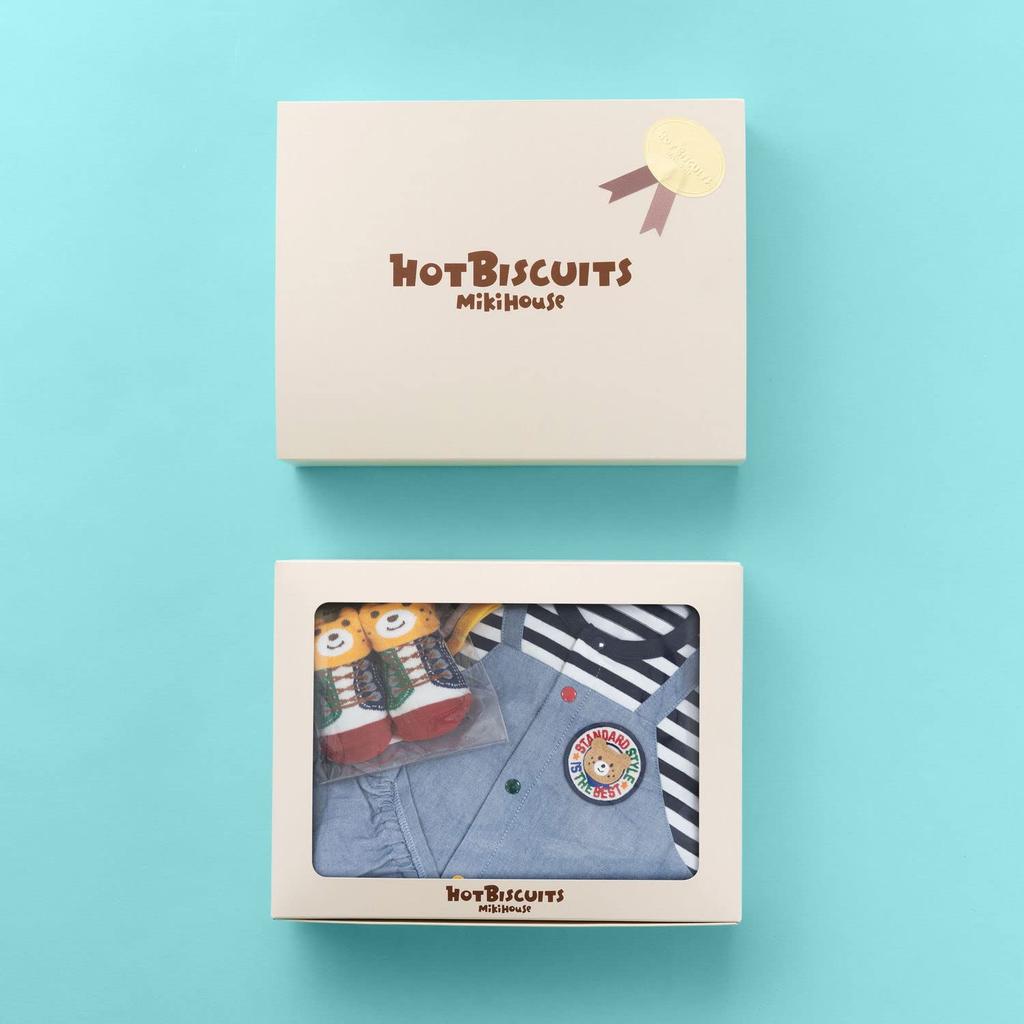 MIKI HOUSE HOT BISCUITS Shortall Gift Set for Boys and Baby Baby (Boxed) Girls, Clothes, Gift, Blue, 70cm, 74-9977-498