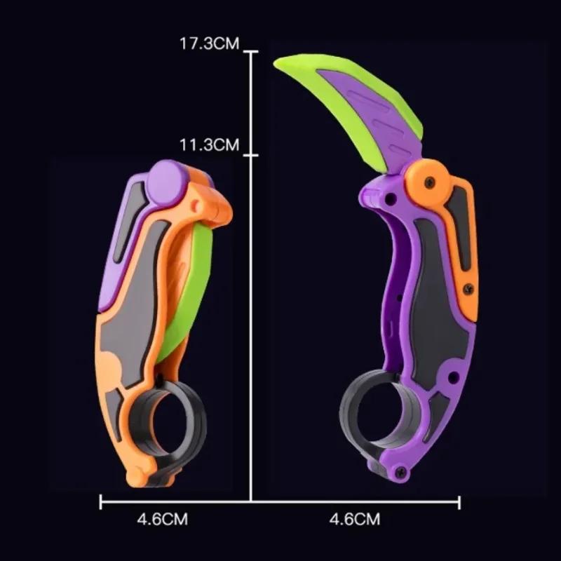 1/2Pcs Stress Relief Toys 3D Printed Gravity Butterflys Knife Sensory Fidget Toy Foldable Pocket Knife Carrot Design Gift