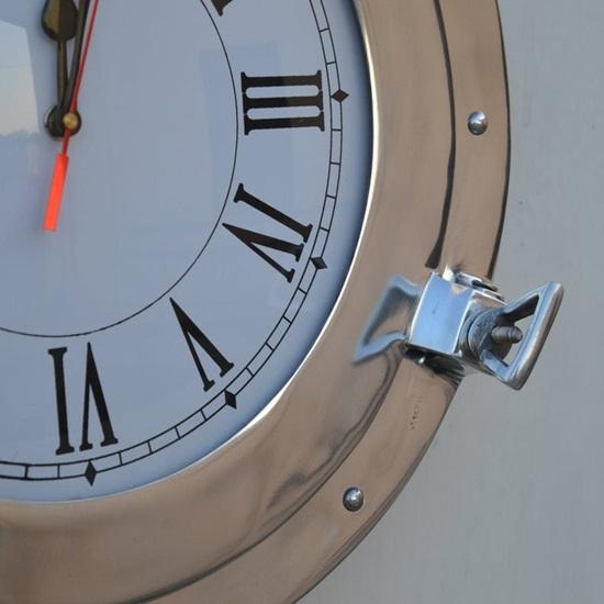 30.48 Cm Nickel Plated Porthole Ship Décor Aluminium Porthole Marine Time Quartz Wall Clock Porthole Home Décor Item