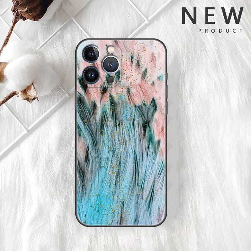 Luxury Gold Foil Art Case For Apple iPhone 11 15 13 14 Pro Max 12 Plus X 15Pro Black Silicone Phone Coque