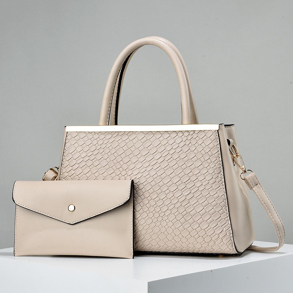 Fashion Simple Large Capacity Handbag Two Set Embossed Texture Simple Yankee Women's Bags Color Crash Shoulder Crossbody Bag