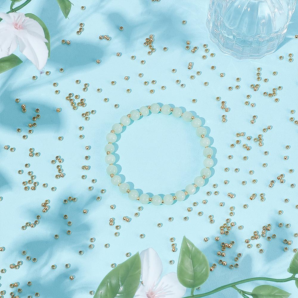 1000Pcs Brass Crimp Beads, Rondelle, Real 18K Gold Plated, 2.5x2.5x2mm, Hole: 1.6mm