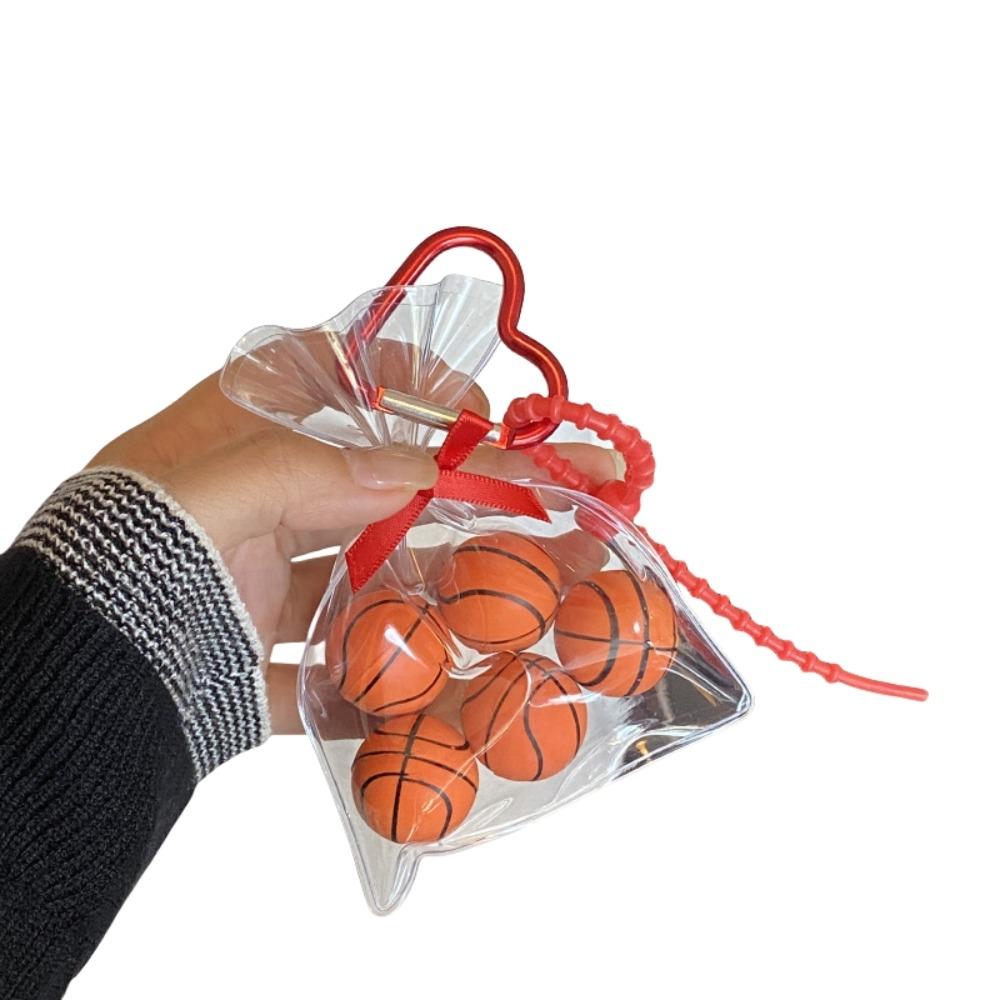 Bowknot Basketball Pendant Transparent Bag Car Keyring Creative Baseball Keychain Children Basketball