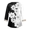Women's Shirt Blouse Casual Loose Shirts 3/4 Sleeve Lace Trims Print V Neck Tops Print Tops T-shirts