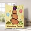 Capybara Flannel Blanket, Vibrant Colors Cute Capybara Design, Warm Throw Blanket for Couch Bed Travel Home Bedroom Living Room