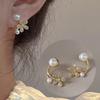 Topshiny Tulip-Shaped Earrings for Women, Unique Design, French Style Flower with High-End Cat's Eye Stone & Faux Pearl Decoration Valentines