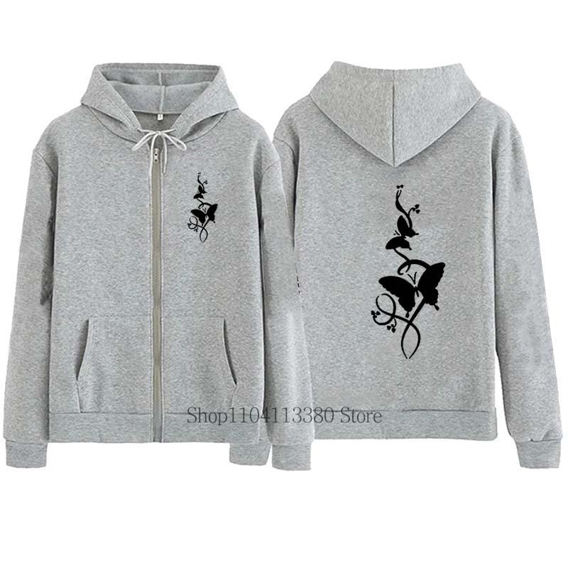 

Fashion Floral Butterfly Printed Sports Zipper Hoodie Women High Quality Casual Long Sleeve Zip-up Hoodie Sweatshirts S