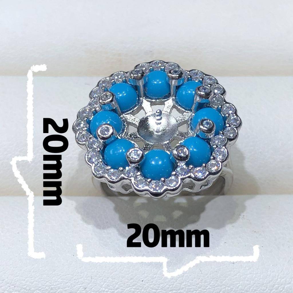 10mm Big Natural Round Pearl Fashion Ring DIY 925 Silver Holder Setting Fine Wedding Jewelry for Women